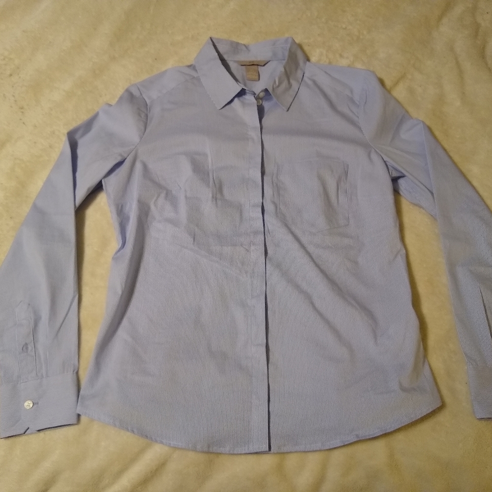 H&M Blue and White Striped Button Down